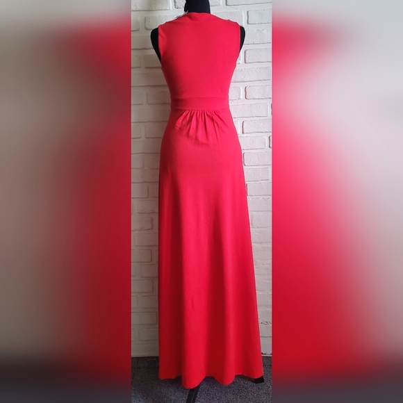 NWT NEW Lands End Sleeveless Pima Jersey Knit Maxi Dress Red Orange Size XS - Picture 3 of 12